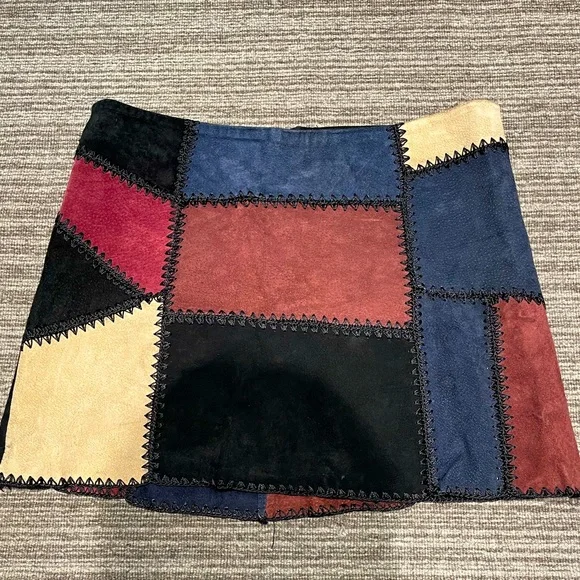 LEATHER PATCHWORK SKIRT - Picture 1 of 5